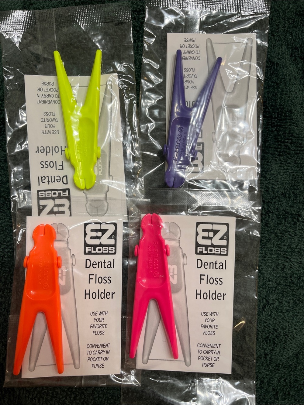Neon Dental Floss Holders - Pack of 4 (Lime, Purple, Orange, Pink)